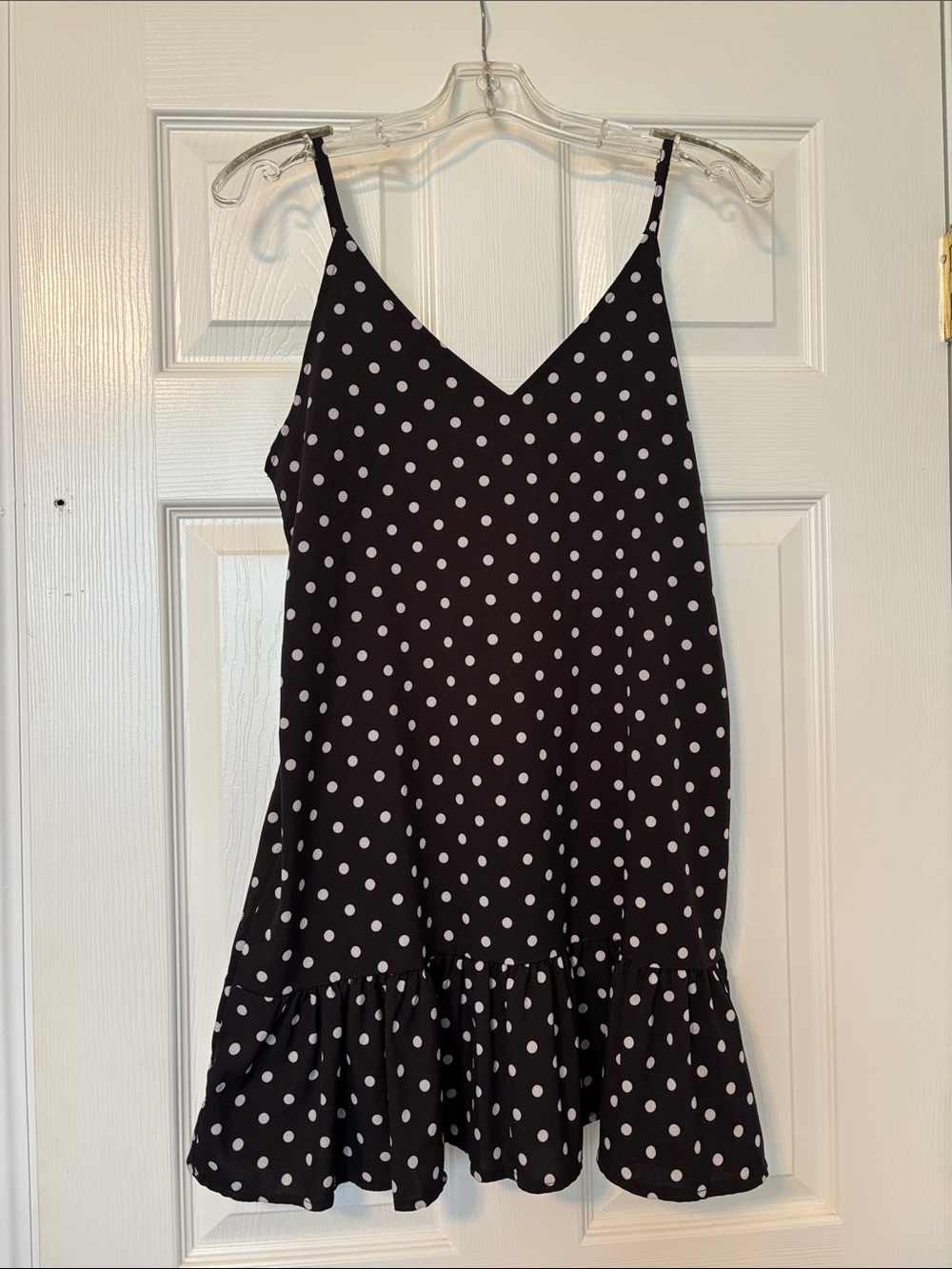 Temu Polka Dot Ruffle Hem Slip Dress Sz S